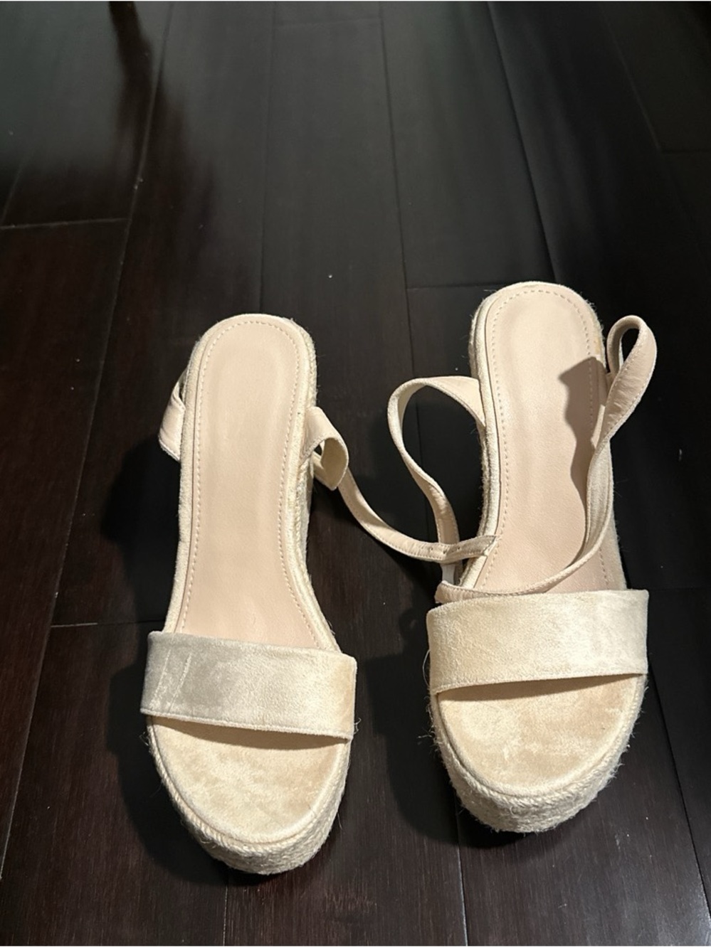 Neutral Beige Espadrille Slingback Heels for Women